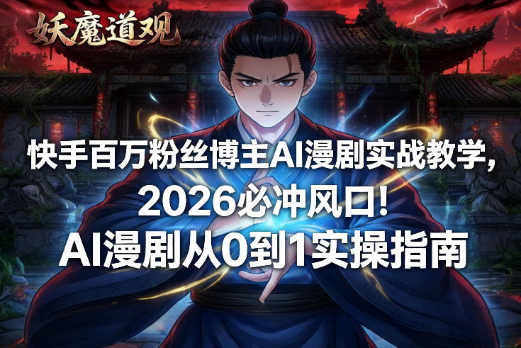 快手百万粉丝博主AI漫剧实战教学,2026必冲风口!AI漫剧从0到1实操指南-星辰网创 - 网创副业项目资源站