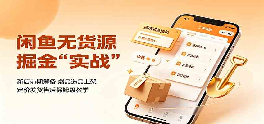 闲鱼无货源掘金实战:新店前期筹备,爆品选品上架,定价发货售后保姆级教学-星辰网创 - 网创副业项目资源站