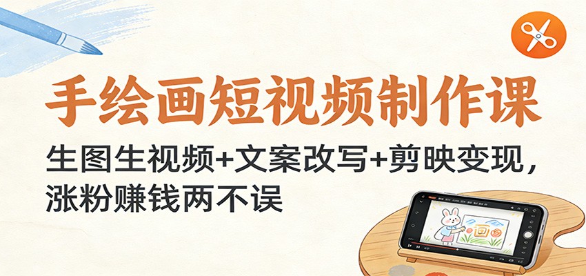 手绘画短视频制作课：生图生视频+文案改写+剪映变现，涨粉赚钱两不误 - 星辰网创 - 网创副业项目资源站-星辰网创 - 网创副业项目资源站