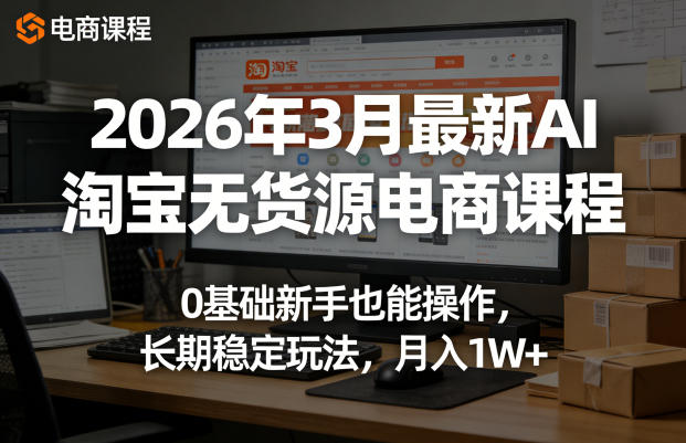 2026年3月最新AI淘宝无货源电商课程，0基础新手也能操作，长期稳定玩法，月入1W+(更新0410) - 星辰网创 - 网创副业项目资源站-星辰网创 - 网创副业项目资源站