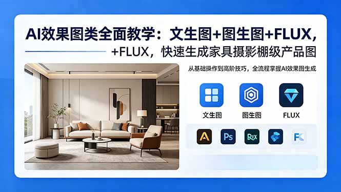 AI效果图类全面教学:文生图+图生图+FLUX,快速生成家具摄影棚级产品图-星辰网创 - 网创副业项目资源站