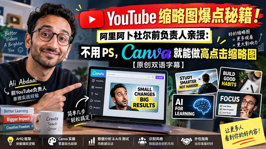 (20474期)YouTube 缩略图爆点秘籍!阿里阿卜杜尔前负责人亲授:不用 PS,Canva 就能做高点击缩略图【原创双语字幕】-星辰网创 - 网创副业项目资源站
