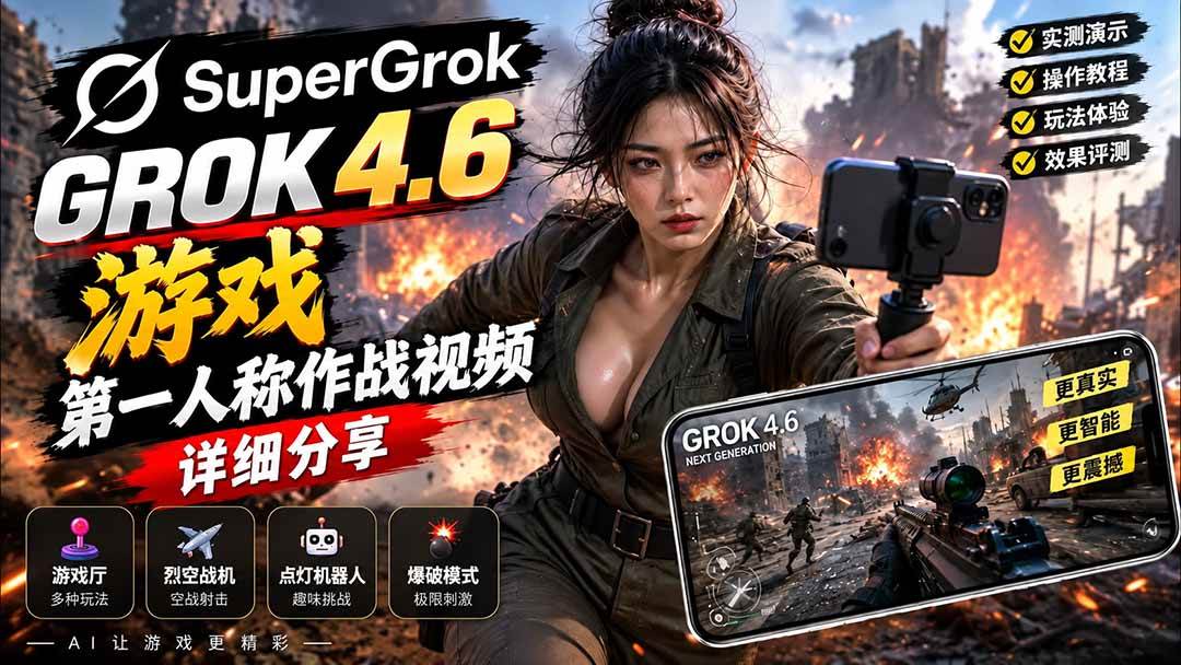 (20502期)Grok 4.6 也能做游戏?第一人称作战视频实测|玩法详细讲解-星辰网创 - 网创副业项目资源站