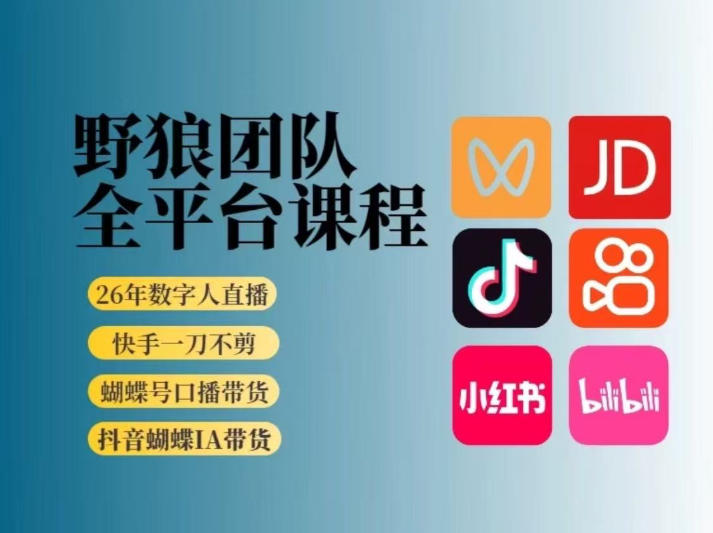 野狼团队2026新版全平台短视频带货教学,打开流量突破口,开始Ai带货(更新26年3月)