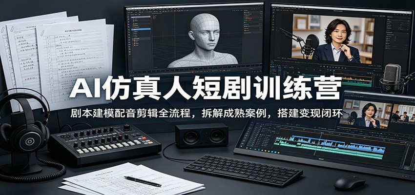 AI仿真人短剧训练营:剧本建模配音剪辑全流程,拆解成熟案例,搭建变现闭环-星辰网创 - 网创副业项目资源站