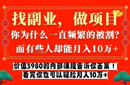 价值3980的网创内部课程，告诉你互联网创业月入10个W的秘密【揭秘】-星辰网创 - 网创副业项目资源站