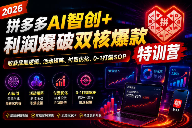 2026拼多多AI智创+利润爆破双核爆款特训营,收获底层逻辑、活动矩阵、付费优化、0-1打爆SOP-星辰网创 - 网创副业项目资源站