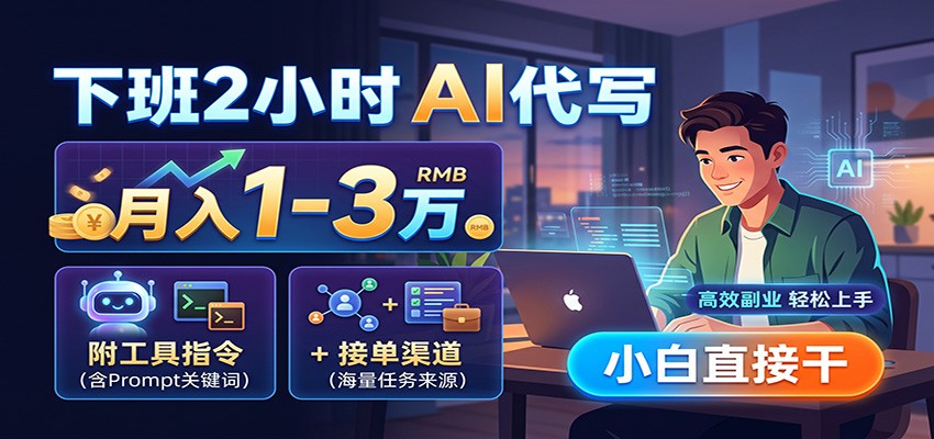 下班2小时AI代写,月入1-3万,附工具指令+接单渠道,小白直接干-星辰网创 - 网创副业项目资源站