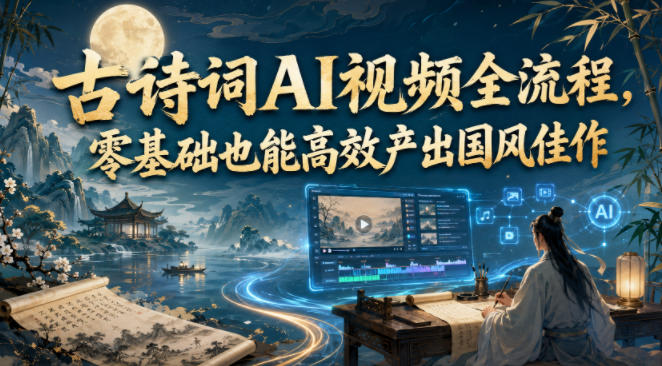 古诗词AI视频全流程，零基础也能高效产出国风佳作 - 星辰网创 - 网创副业项目资源站-星辰网创 - 网创副业项目资源站