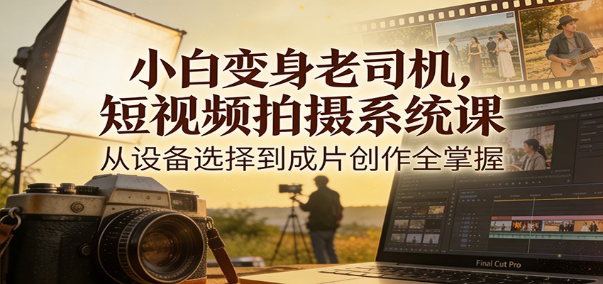 小白变身老司机，短视频拍摄系统课，从设备选择到成片创作全掌握 - 星辰网创 - 网创副业项目资源站-星辰网创 - 网创副业项目资源站
