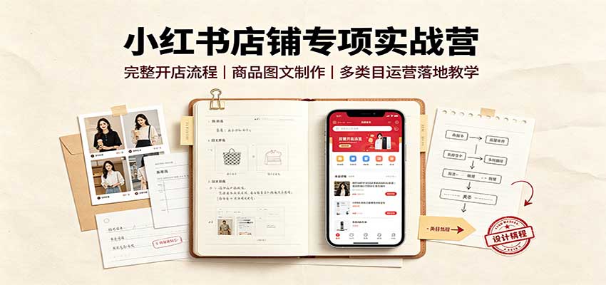小红书店铺专项实战营:完整开店流程,商品图文制作,多类目运营落地教学-星辰网创 - 网创副业项目资源站