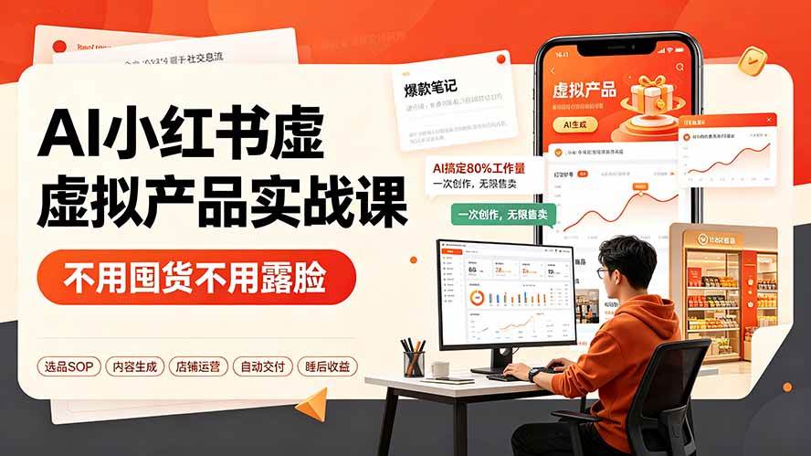 (19314期)AI小红书虚拟产品实战课-更新:不用囤货不用露脸,AI搞定80%工作量,一次创作无限售卖睡后收益-星辰网创 - 网创副业项目资源站