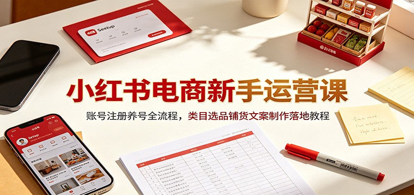 小红书电商新手运营课:账号注册养号全流程,类目选品铺货文案制作落地教程-星辰网创 - 网创副业项目资源站