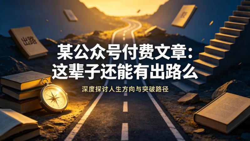 某公众号付费文章:这辈子还能有出路么-星辰网创 - 网创副业项目资源站