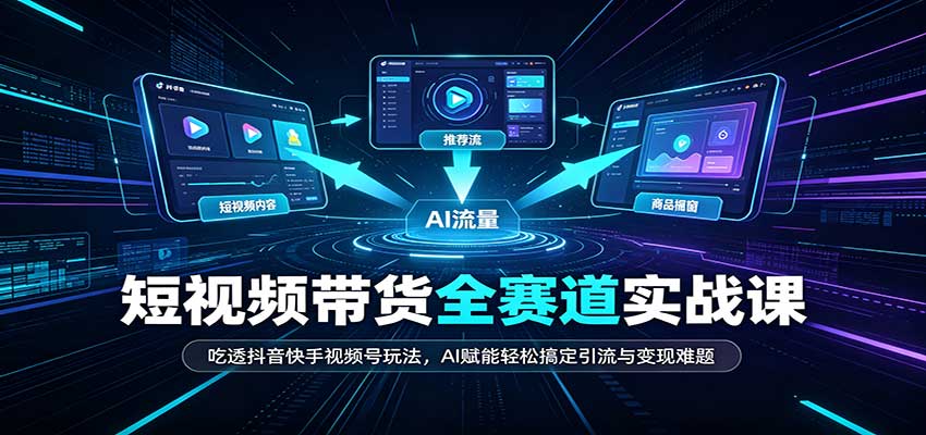 短视频带货全赛道:吃透抖音快手视频号玩法,AI赋能轻松搞定引流与变现难题-星辰网创 - 网创副业项目资源站