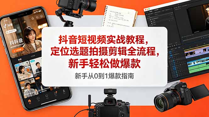 抖音短视频实战教程,定位选题拍摄剪辑全流程,新手轻松做爆款-星辰网创 - 网创副业项目资源站