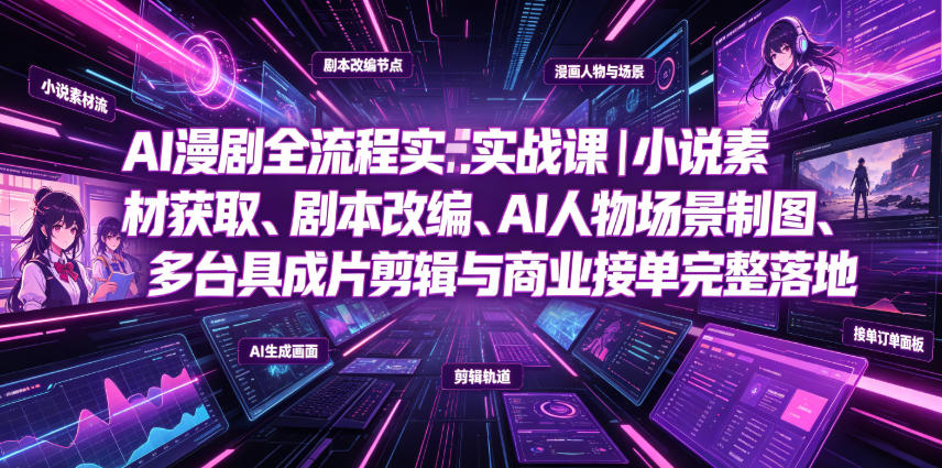 AI漫剧全流程实战课｜小说素材获取、剧本改编、AI人物场景制图、多工具成片剪辑、平台付费变现与商业接单完整落地 - 星辰网创 - 网创副业项目资源站-星辰网创 - 网创副业项目资源站