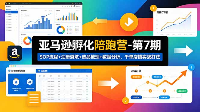 亚马逊孵化陪跑营-第7期:SOP流程+注册避坑+选品梳理+数据分析,千单店铺实战打法-星辰网创 - 网创副业项目资源站