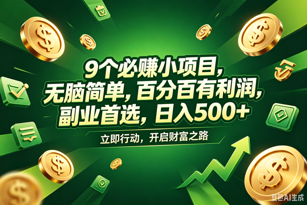 (18562期)9个必赚钱的小项目,百分百赚米,无脑简单,副业首选,日入398+-星辰网创 - 网创副业项目资源站