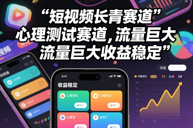 短视频长青赛道,心里测试赛道,流量巨大,收益稳定-星辰网创 - 网创副业项目资源站