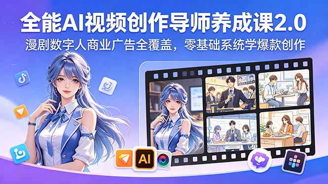 全能AI视频创作导师养成课2.0,漫剧数字人商业广告全覆盖,零基础系统学爆款创作-星辰网创 - 网创副业项目资源站