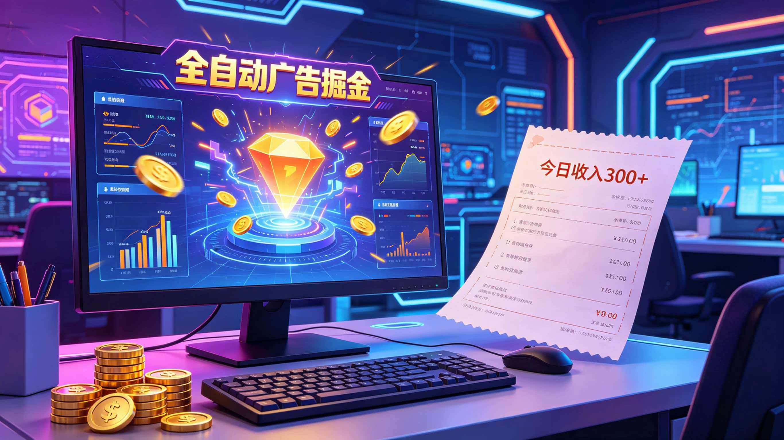 全自动广告掘金,日入300+。全程Ai自动化运行,解放双手,时间自由。收益稳定-星辰网创 - 网创副业项目资源站