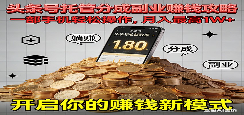 全程托管今日头条，一部手机就可以开干，最高躺赚1W+ - 星辰网创 - 网创副业项目资源站-星辰网创 - 网创副业项目资源站