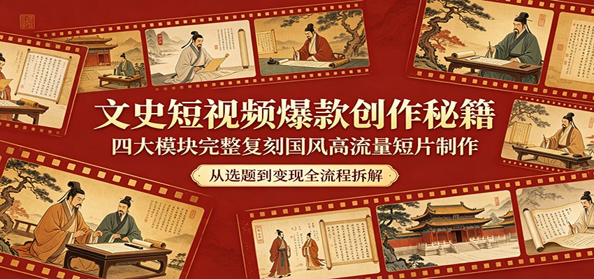 文史短视频爆款创作秘籍：四大模块完整复刻国风高流量短片制作 - 星辰网创 - 网创副业项目资源站-星辰网创 - 网创副业项目资源站