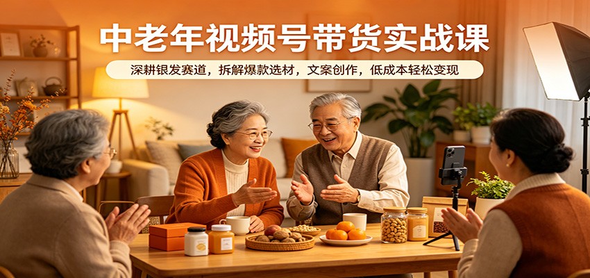 中老年视频号带货实战课：深耕银发赛道，拆解爆款选材，文案创作，低成本轻松变现 - 星辰网创 - 网创副业项目资源站-星辰网创 - 网创副业项目资源站