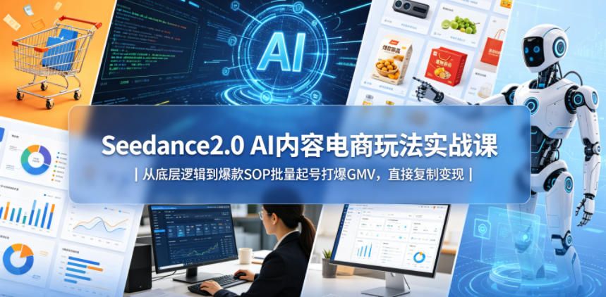 Seedance2.0 AI内容电商玩法实战课|从底层逻辑到爆款SOP批量起号打爆GMV,直接复制变现-星辰网创 - 网创副业项目资源站