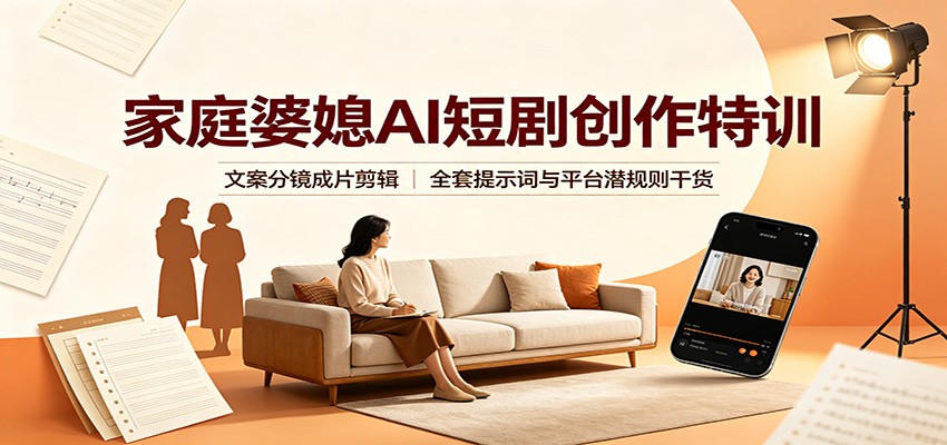 家庭婆媳AI短剧创作特训:文案分镜成片剪辑,全套提示词与平台潜规则干货-星辰网创 - 网创副业项目资源站
