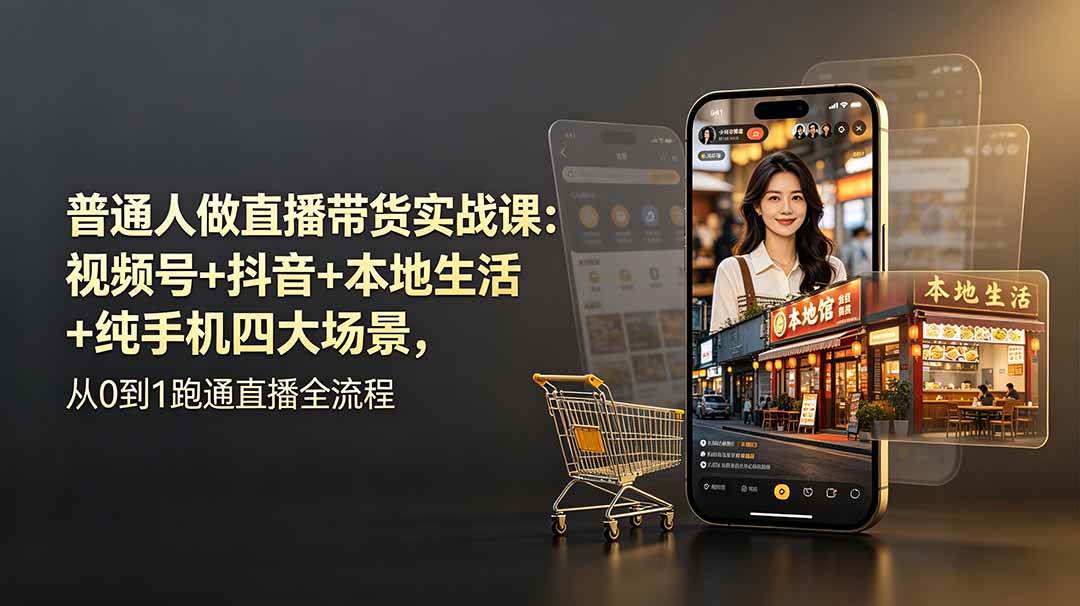 (19111期)普通人做直播带货实战课:视频号+抖音+本地生活+纯手机四大场景,从0到1跑通直播全流程-星辰网创 - 网创副业项目资源站