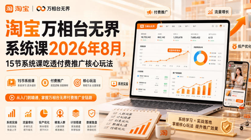 淘宝万相台无界系统课2026年8月,15节系统课吃透付费推广核心玩法-星辰网创 - 网创副业项目资源站