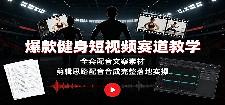 爆款健身短视频赛道教学:全套配音文案素材,剪辑思路配音合成完整落地实操-星辰网创 - 网创副业项目资源站