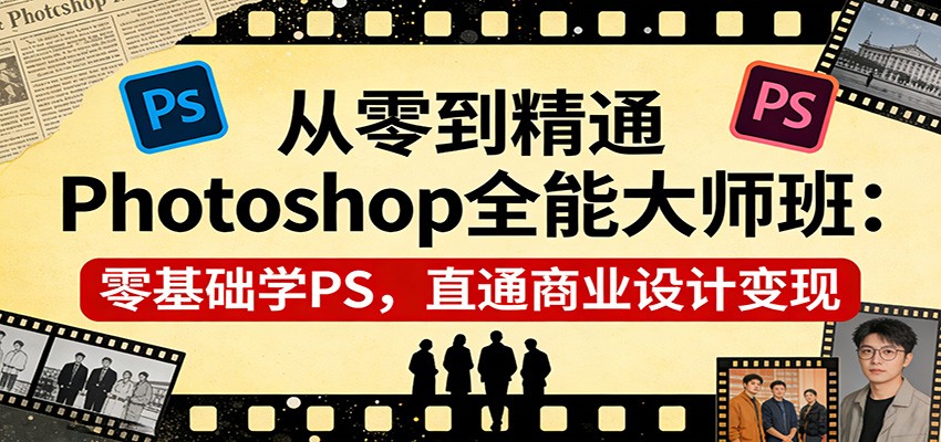 从零到精通Photoshop全能大师班：零基础学PS，直通商业设计变现 - 星辰网创 - 网创副业项目资源站-星辰网创 - 网创副业项目资源站