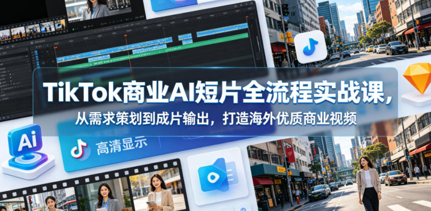 TikTok商业AI短片全流程实战课,从需求策划到成片输出,打造海外优质商业视频-星辰网创 - 网创副业项目资源站