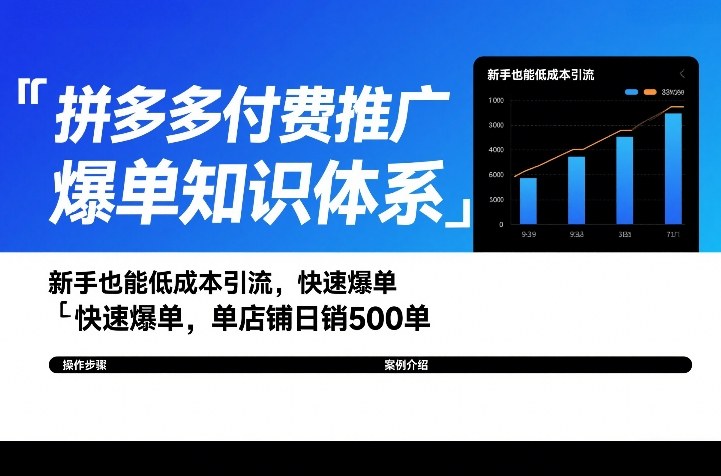 拼多多付费推广爆单知识体系,新手也能低成本引流,快速爆单,单店铺日销500单-星辰网创 - 网创副业项目资源站
