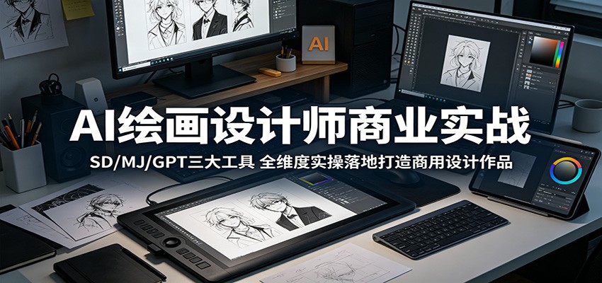 AI绘画设计师商业实战:SD/MJ/GPT三大工具,全维度实操落地打造商用设计作品-星辰网创 - 网创副业项目资源站
