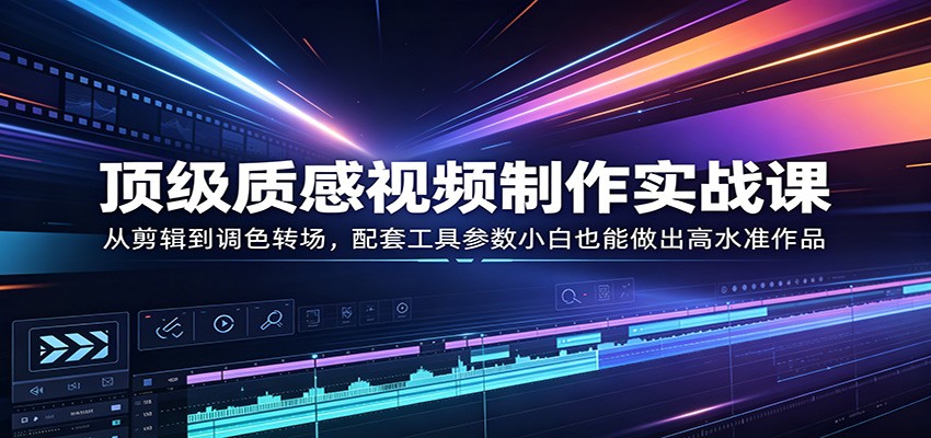 顶级质感视频制作实战课：从剪辑到调色转场，配套工具参数小白也能做出高水准作品 - 星辰网创 - 网创副业项目资源站-星辰网创 - 网创副业项目资源站
