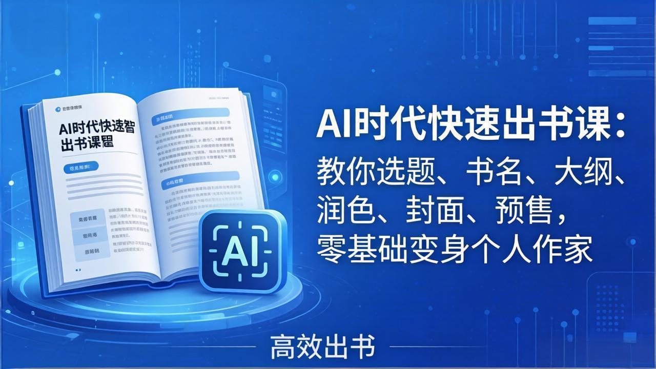 AI时代7天闪电出书课:教你选题、书名、大纲、润色、封面、预售,零基础变身个人作家-星辰网创 - 网创副业项目资源站