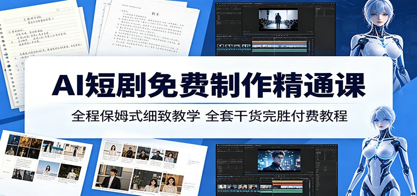 AI短剧免费制作精通课:全程保姆式细致教学,全套干货完胜付费教程-星辰网创 - 网创副业项目资源站