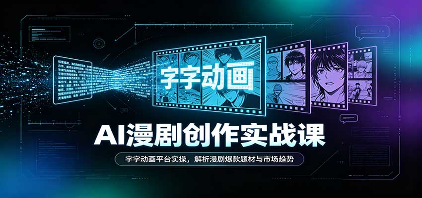 AI漫剧创作实战课：字字动画平台实操，解析漫剧爆款题材与市场趋势-星辰网创 - 网创副业项目资源站