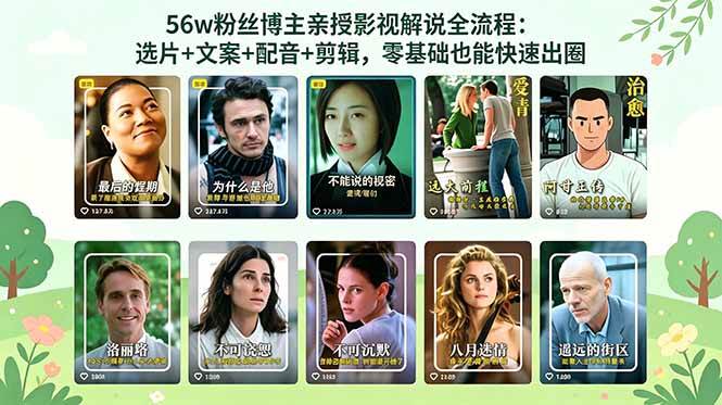 (18579期)56万粉丝博主亲授影视解说全流程:选片+文案+配音+剪辑,零基础也能快速出圈-星辰网创 - 网创副业项目资源站