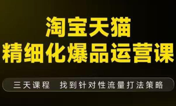 淘宝天猫精细化爆品运营(9月12-14杭州线下课),全方位拆解爆品打造逻辑【音频+字幕+文档】-星辰网创 - 网创副业项目资源站