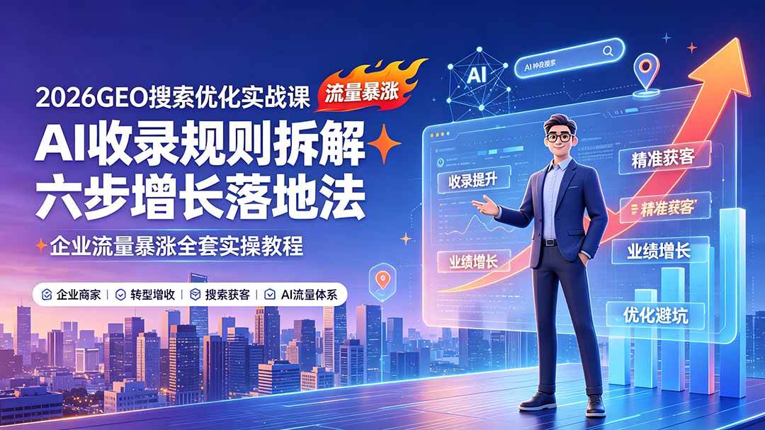 (19333期)2026GEO搜索优化实战课:AI收录规则拆解|六步增长落地法|企业流量暴涨全套实操教程-星辰网创 - 网创副业项目资源站