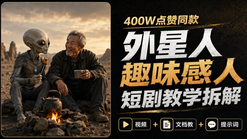 400W点赞同款外星人趣味感人短剧教学拆解,视频+文档教+提示词-星辰网创 - 网创副业项目资源站