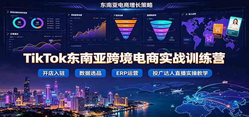 TikTok东南亚跨境电商实战训练营:开店入驻数据选品ERP运营,投广达人直播实操教学-星辰网创 - 网创副业项目资源站