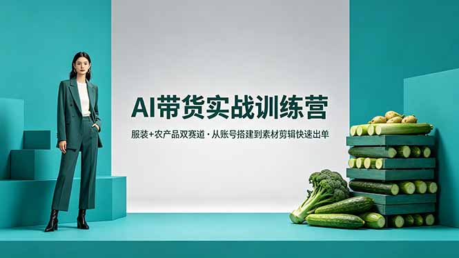 AI带货实战训练营，服装+农产品双赛道，从账号搭建到素材剪辑快速出单-星辰网创 - 网创副业项目资源站