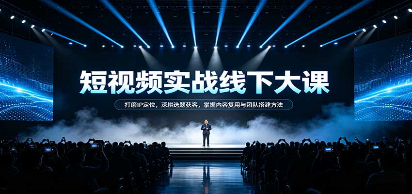 短视频实战线下大课：打磨IP定位，深耕选题获客，掌握内容复用与团队搭建方法-星辰网创 - 网创副业项目资源站