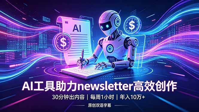 （18279期）做newsletter怕费时间？AI工具帮你30分钟出内容，每周1小时，年入10万+【原创双语字幕】 - 星辰网创 - 网创副业项目资源站-星辰网创 - 网创副业项目资源站